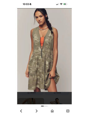 Daily Practice Green Size XS Trek Utility Camo Knee Length Sleeveless Dress